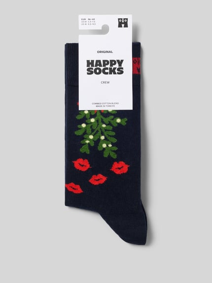 Happy Socks Socken aus elastischem Baumwoll-Mix Modell 'Mistletoe' Dunkelblau 3