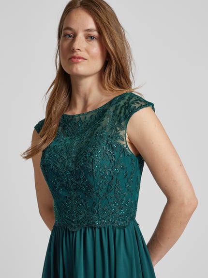 LUXUAR FASHION Abendkleid mit Spitzenbesatz Dunkelgruen 3