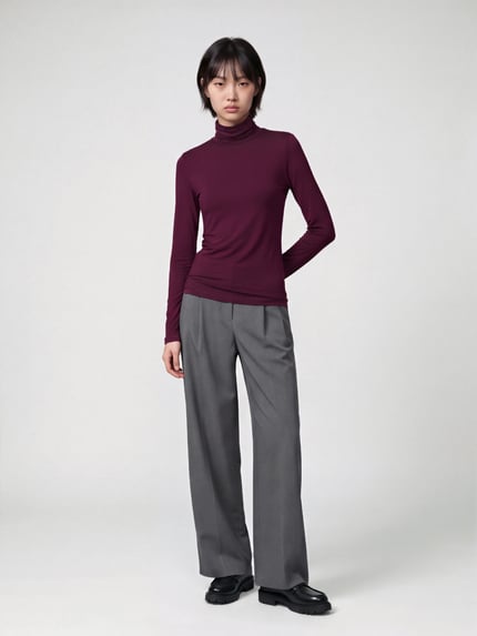 VERO MODA Langarmshirt mit Rollkragen Slim Fit Bordeaux 1