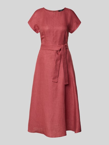 Weekend Max Mara Dopasowana sukienka casualowa z czystego lnu model 'ESORDIO' Ciemnoczerwony 2