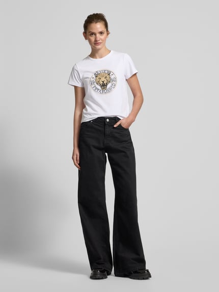 REVIEW T-Shirt mit Label-Print Weiss 1