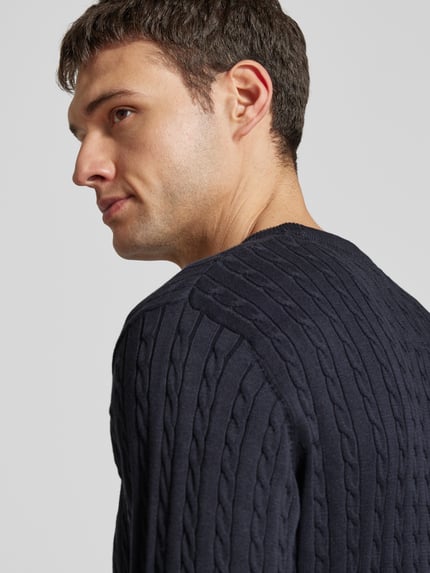Lindbergh Gebreide pullover met ribboorden Donkerblauw - 3