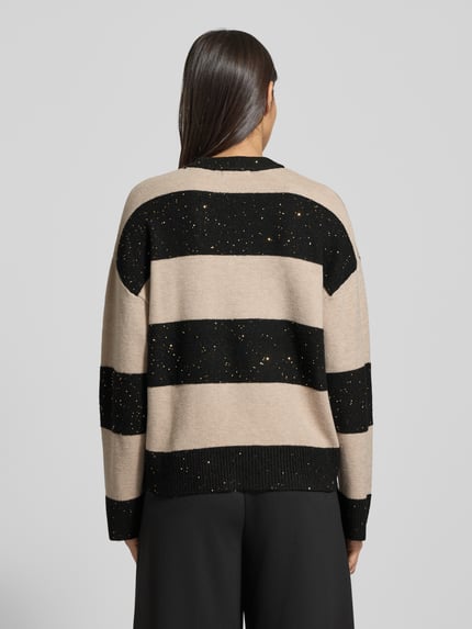 Christian Berg Woman Oversized gebreide pullover met ribboorden Zwart - 5