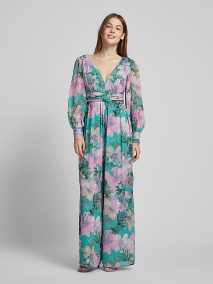Jake*s Cocktail Jumpsuit mit Taillenpasse Tuerkis Melange 4