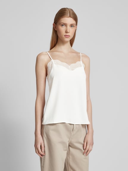 PIECES Relaxed Fit Blusentop mit Spitzenbesatz Modell 'TIFFANY' Weiss 4