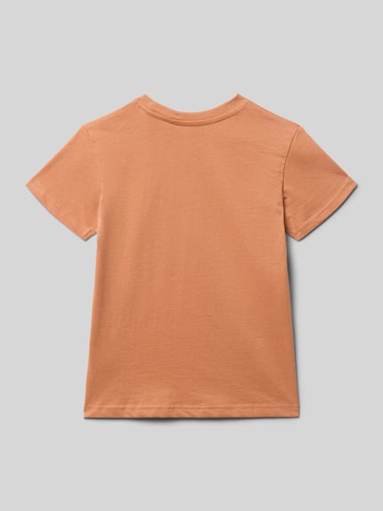 Produktfoto, Kinder T-Shirt mit Motiv-Print von Blue Seven in Orange, Reine Baumwolle, Regular-Fit, Rundhalsausschnitt, Rückenlänge bei Größe 116: 39 cm