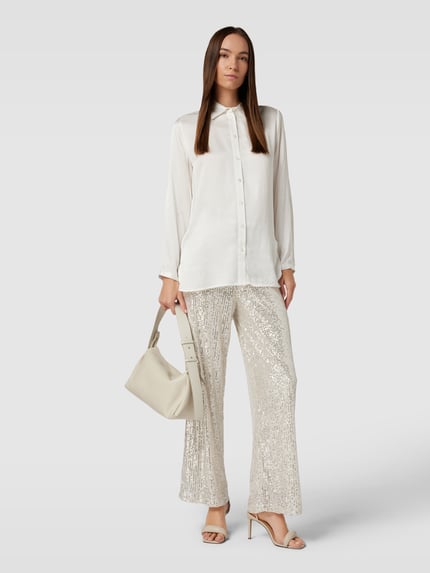 ICHI Stoffen broek met pailletten, model 'FAUCI' Zilver - 1