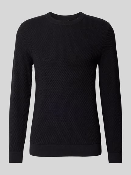Lindbergh Strickpullover mit Strukturmuster und Rundhalsausschnitt Black 2