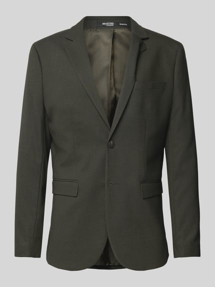 Selected Marynarka o kroju slim fit z brustaszą model ‘NEIL’ Oliwkowy 2