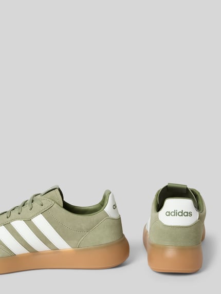 Produktfoto, Sneaker met vetersluiting van adidas Sportswear, heren sneakers van echt leer, afgeronde punt, labeldetail, gestructureerde zool, hakhoogte 3 cm, schachthoogte 5 cm, schachtbreedte 6 cm, lichtgroen met witte accenten