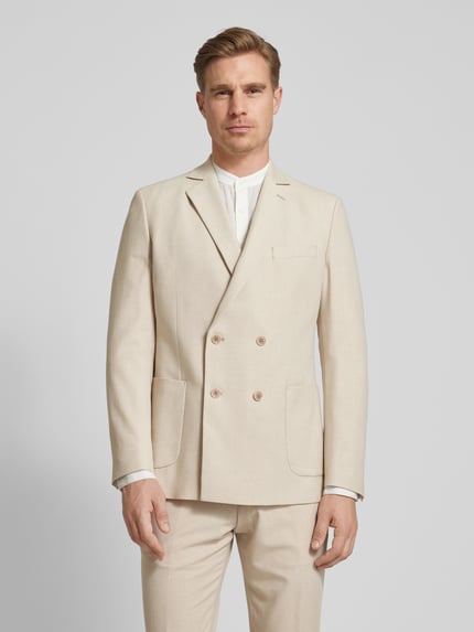s.Oliver BLACK LABEL Regular Fit 2-Knopf-Sakko mit Leinen-Anteil Beige 4