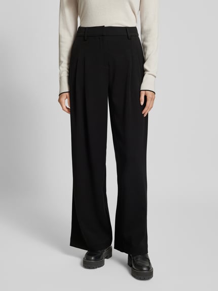 MSCH Copenhagen Baggy Fit Stoffhose mit gelegten Falten Modell 'Henrika' Black 4