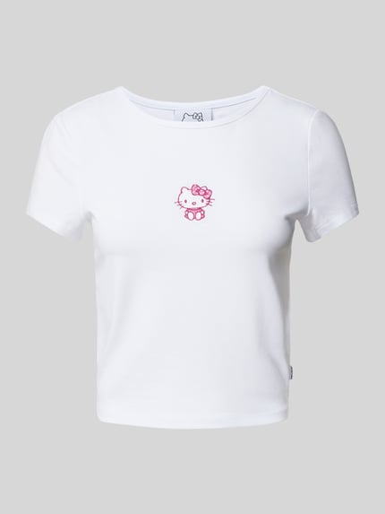 REVIEW Slim fit T-shirt met motiefstitching Wit - 2