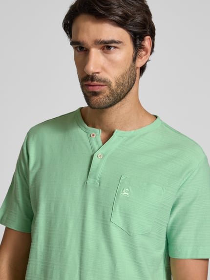 LERROS T-shirt z kieszenią na piersi i wyhaftowanym logo model ‘SERAFINO’ Miętowy 3