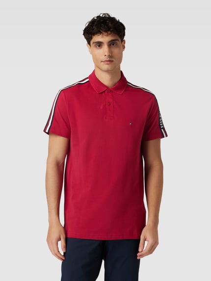 Tommy Hilfiger Regular Fit Poloshirt mit Kontraststreifen Kirsche 4