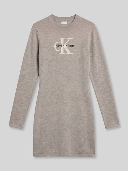 Calvin Klein Jeans Slim Fit Freizeitkleid aus reiner Baumwolle Mittelgrau Melange 2