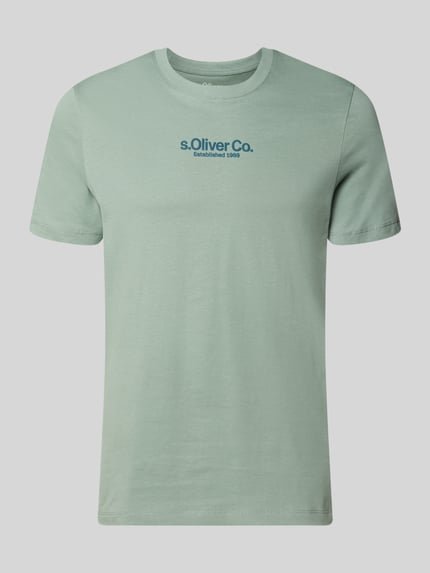 Produktfoto, Regular Fit T-shirt uit puur katoen van s.Oliver RED LABEL in effen kleuren met labelprint, ronde hals, korte mouw