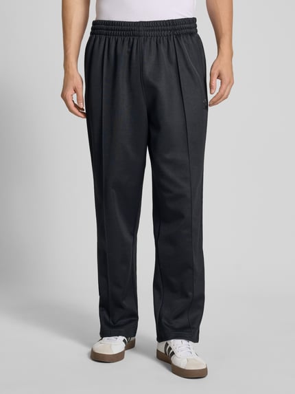 adidas Originals Spodnie dresowe o kroju baggy fit z mieszanki bawełny w kant Czarny 4