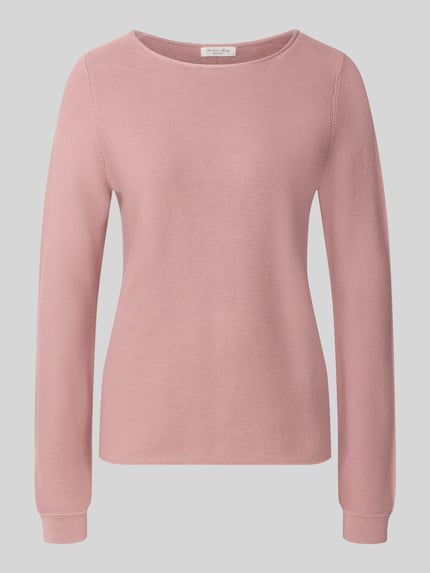 Produktfoto, Pullover aus reiner Baumwolle in Strick-Optik von Christian Berg Woman in Rosa, körpernahe Passform, Rundhalsausschnitt, glatte Textur