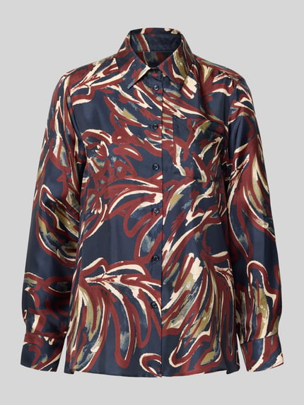 Weekend Max Mara Regular Fit Hemdbluse aus reiner SeideModell 'RIVE' Marine 2