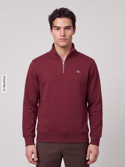 GANT Regular Fit Troyer aus Baumwoll-Mix Bordeaux 4