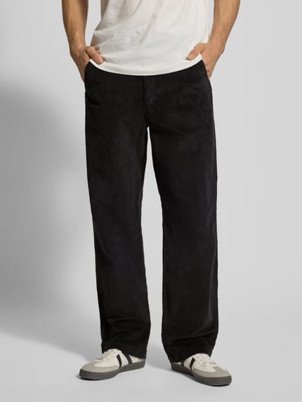 Calvin Klein Jeans Spodnie sztruksowe o kroju straight fit z wpuszczanymi kieszeniami Czarny 4