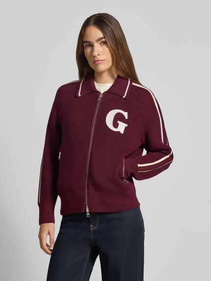 GANT Strickjacke mit Label-Stitching Bordeaux 4