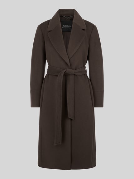 Marc Cain Wollmantel mit Label-Patch Mittelbraun 2