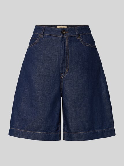Produktfoto, Wide Leg Bermudashorts aus Baumwoll-Leinen-Mix Modell 'OZONO' von Weekend Max Mara, denimowa optyka, 5 kieszeni, bawełna-len