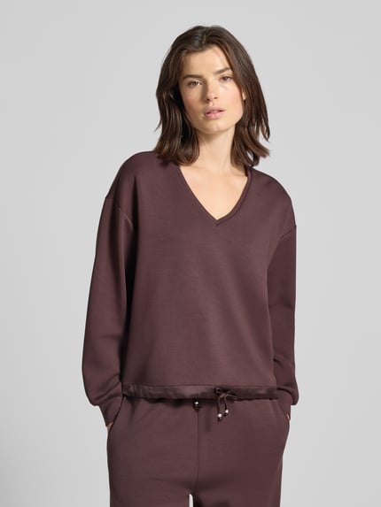 Scotch & Soda Sweatshirt met V-hals Chocoladebruin - 4