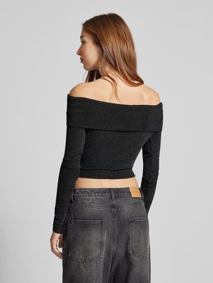REVIEW X GNO Slim Fit Langarmshirt mit Carmen-Ausschnitt Black 5