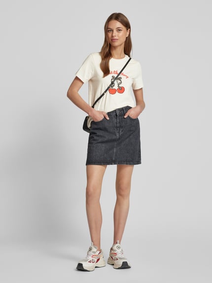 VERO MODA Regular Fit T-Shirt aus reiner Baumwolle Modell 'VANESSA' Offwhite 1