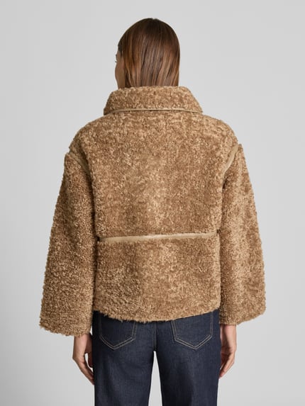 Neo Noir Jacke aus Teddyfell mit Knopfleiste Modell 'Castor' Taupe 5