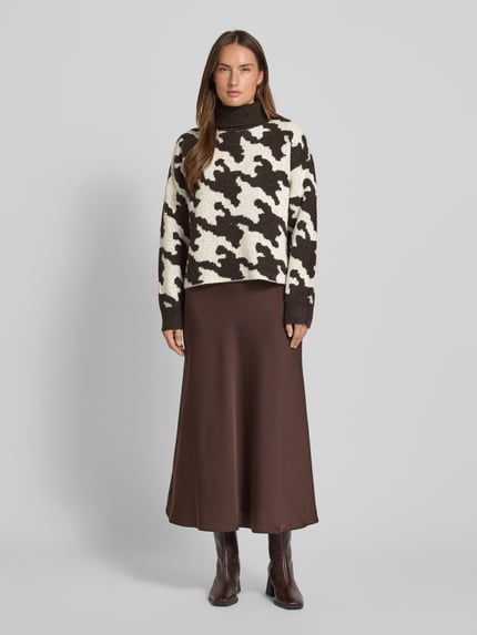 VERO MODA Regular Fit Rollkragenpullover mit Allover-Muster Modell 'HURLEY' Schoko 1