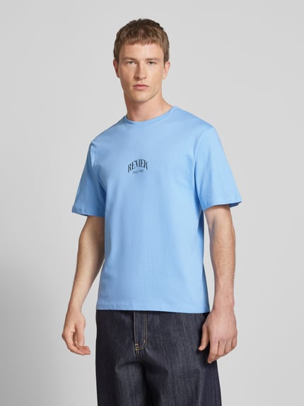 REVIEW T-Shirt mit Label-Print Hellblau 4