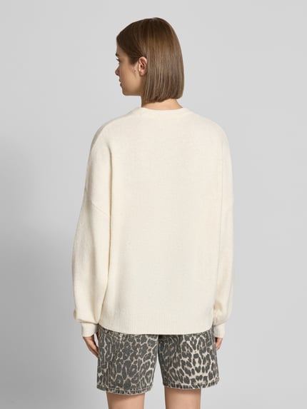 REVIEW Strickpullover mit Label-Print Beige Melange 5