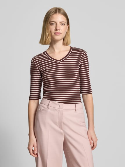 Christian Berg Woman Longsleeve mit 3/4-Arm und V-Ausschnitt Schoko 4