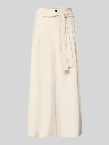 Produktfoto, Regular Fit Weite Hose mit Bindegürtel Modell 'LEGENDA' van MAX&Co., effen melange, high waist, twill, label stitching