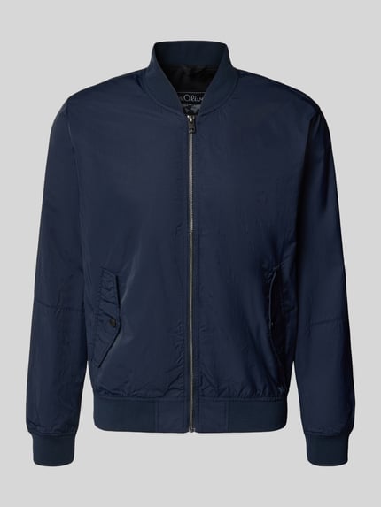 Produktfoto, Regular Fit Bomberjacke mit Stehkragen van s.Oliver RED LABEL in effen kleuren met opstaande kraag, ritssluiting, lange mouw, geribde rompzoom en mouwboord, zij- klepzakken en binnenzak