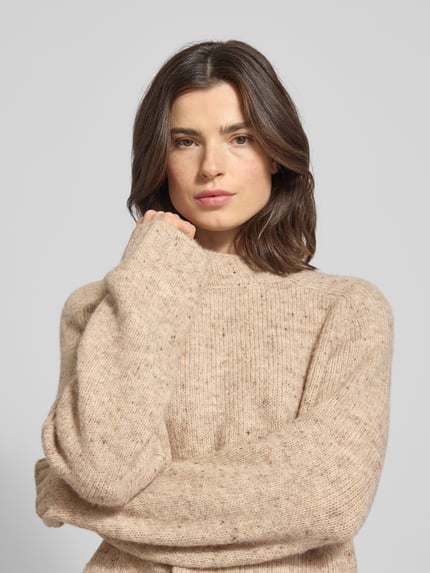 VERO MODA Regular fit gebreide pullover met wol, model 'INGRID' Zand gemêleerd - 3
