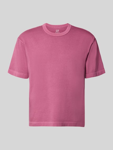 Productfoto, Cropped T-Shirt met ronde hals van GAP, herenmodel, puur katoen, roze, rechte zoom, maat M ruglengte 63 cm