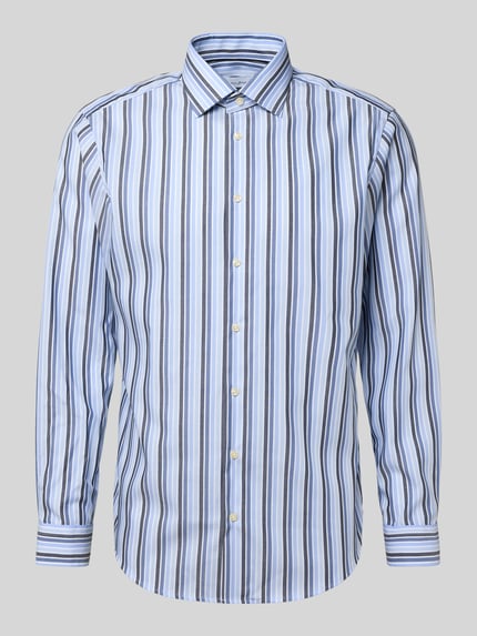 Christian Berg Men Regular Fit Business Hemd aus Baumwolle mit Kentkragen Bleu 2