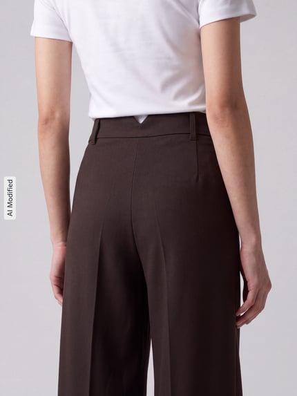 VERO MODA Szerokie spodnie z dodatkiem wiskozy model 'STELLA' Czekoladowy 3