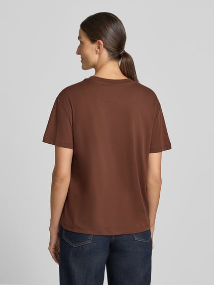 Stefanel T-shirt z czystej bawełny Czekoladowy 5