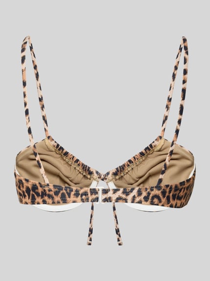Produktfoto, Bikini-Oberteil mit Bügeln Modell 'LIPPA' von Pieces, Optik:Allover-Muster, Muster: Leopard, Spaghettiträger, Schleife-Detail, Hakenverschluss
