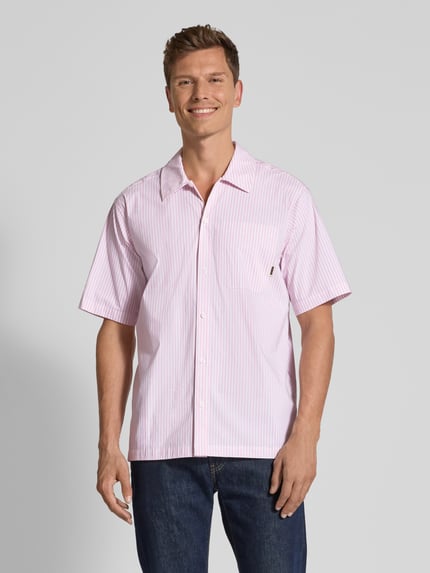 WOODBIRD Regular fit vrijetijdsoverhemd met borstzak en labeldetail Felroze - 4