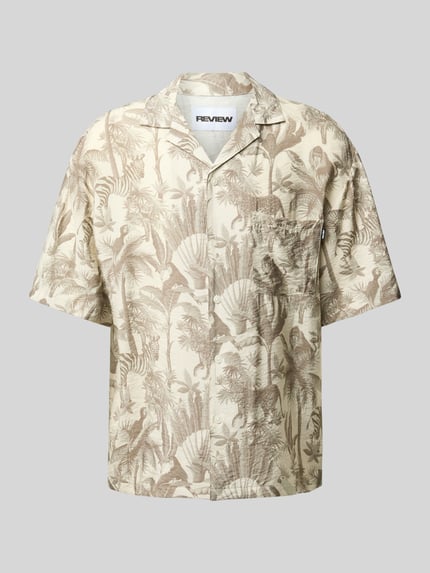 REVIEW Loose Fit Hawaiihemd mit Knopfleiste Ecru 2