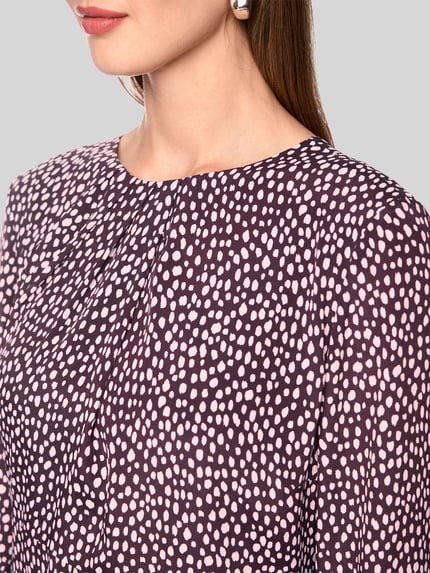 Marc Cain Tailliertes Maxikleid aus Viskose-Seiden-Mix Bordeaux 3