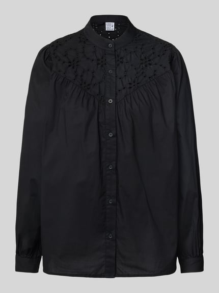 Emily Van den Bergh Relaxed Fit Bluse mit Lochmuster BLACK 2