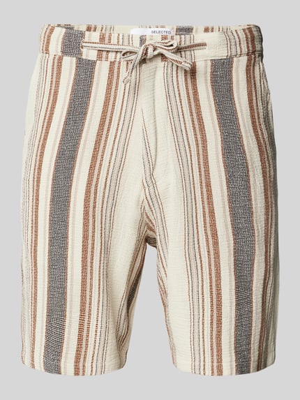 Selected Bermudy o kroju regular fit z fakturowanym wzorem model ‘BRODY’ Jasnobrązowy 2